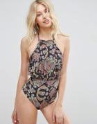 Asos Paisley Print Glam Swimsuit - Multi
