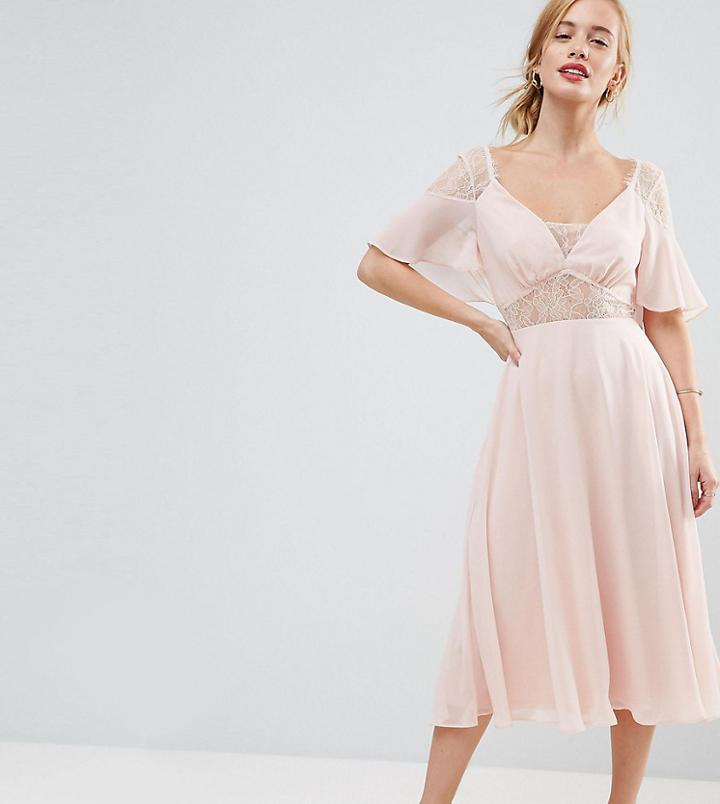 Asos Petite Kate Lace Midi Dress - Pink