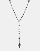 Icon Brand Beaded Cross Necklace - Black