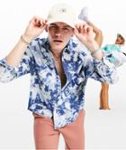 Asos Design 90s Oversized Denim Shirt In Acid Wash Tie Dye-blues