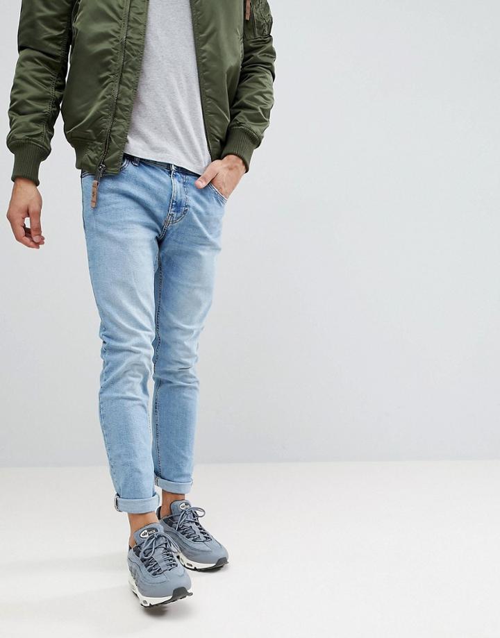 Bershka Skinny Jeans In Light Blue - Blue