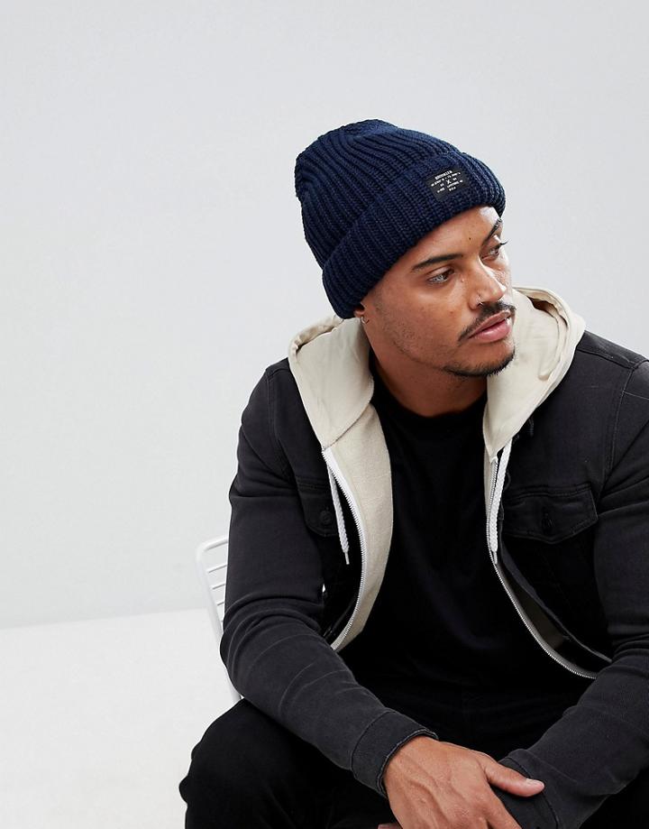 New Look Chunky Knit Beanie In Navy - Navy