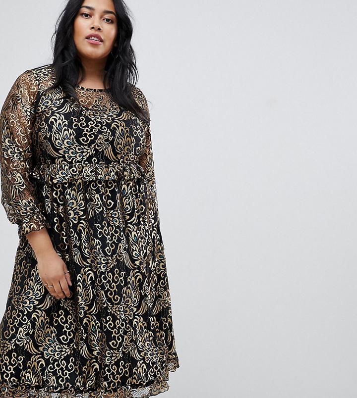 Junarose Metallic Lace Dress - Black
