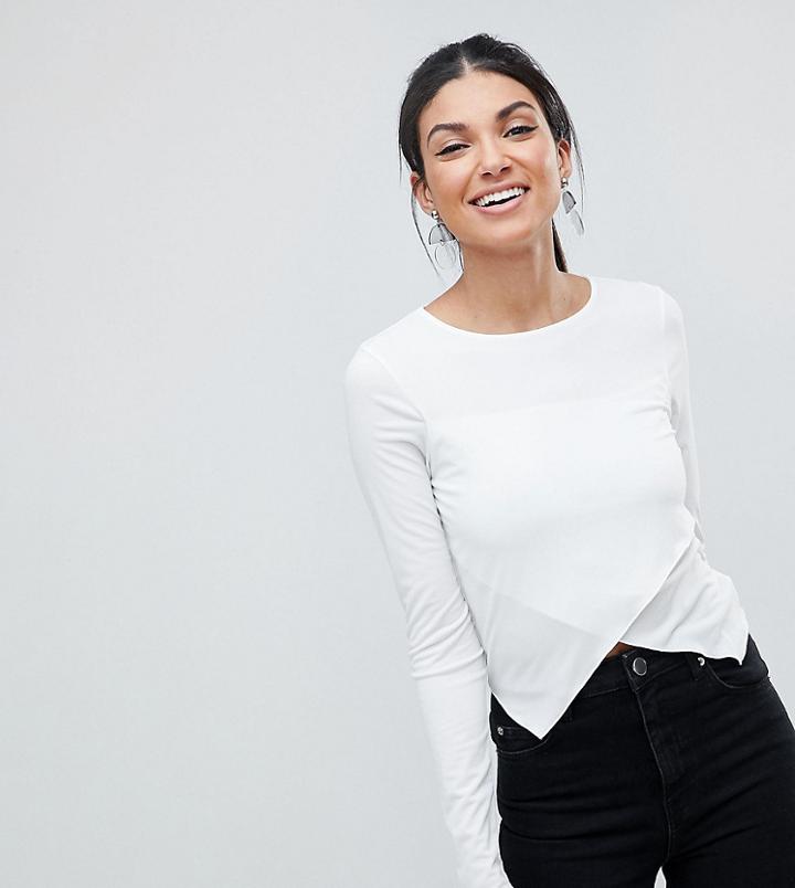 Asos Design Tall Top With Wrap Hem Detail - Cream