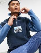Asos Design Oversized Polar Fleece Sweatshirt In Color Block With Rubber Logo-navy