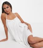 Esmee Exclusive Beach Mini Swing Beach Dress With Spaghetti Straps In White