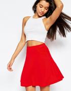 Asos Skater Skirt With Pockets - Red