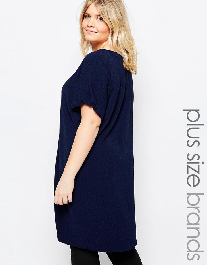 Junarose Keyhole Back Textured Tunic - Navy