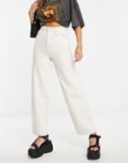 Topshop Baggy Jeans In Ecru-white