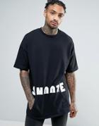 Asos Oversized Short Sleeve Sweatshirt With Print - Black