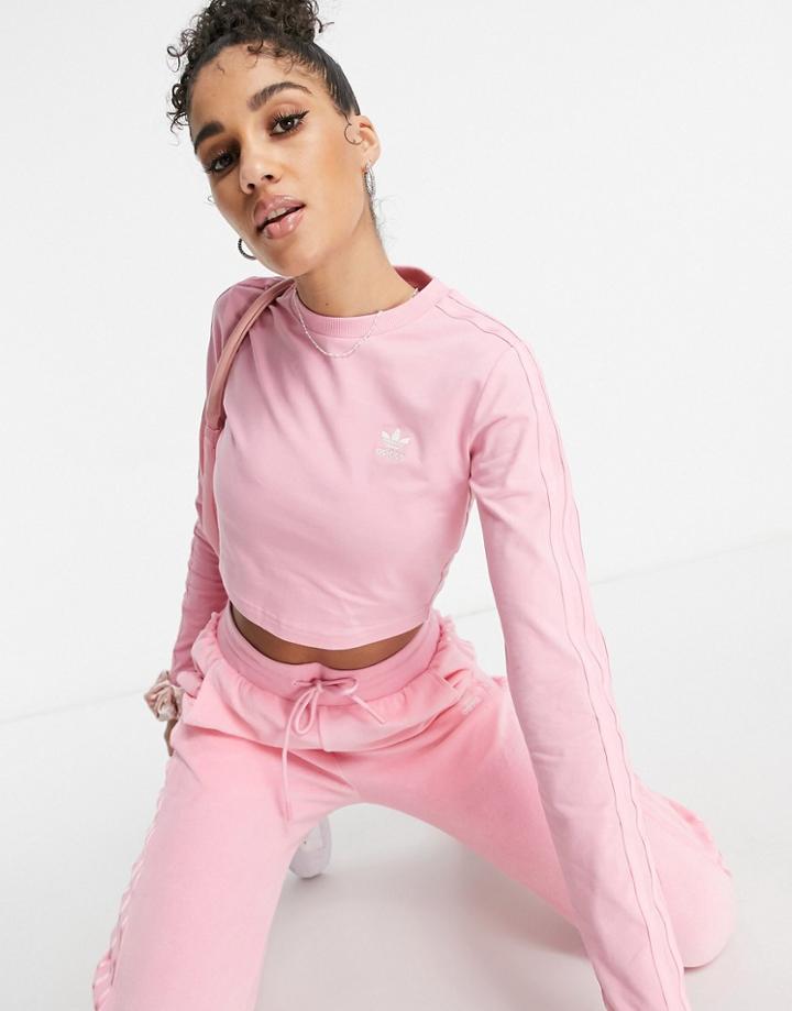 Adidas Originals Relaxed Risqu Long Sleeve Top In Vibrant Pink