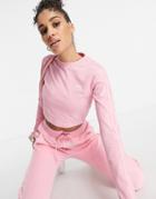 Adidas Originals Relaxed Risqu  Long Sleeve Top In Vibrant Pink