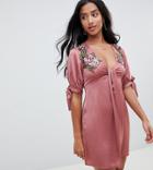 Sisters Of The Tribe Mini Dress With Sequin Flower Embellishment - Pink