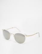 Asos Cat Eye Round Sunglasses With Metal Nose Bridge - Crystal