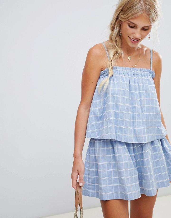 Minkpinktalulah Stripe Layered Beach Playsuit - Blue