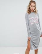 Cheap Monday Block Floral Long Sleeve T Shirt Dress - Gray