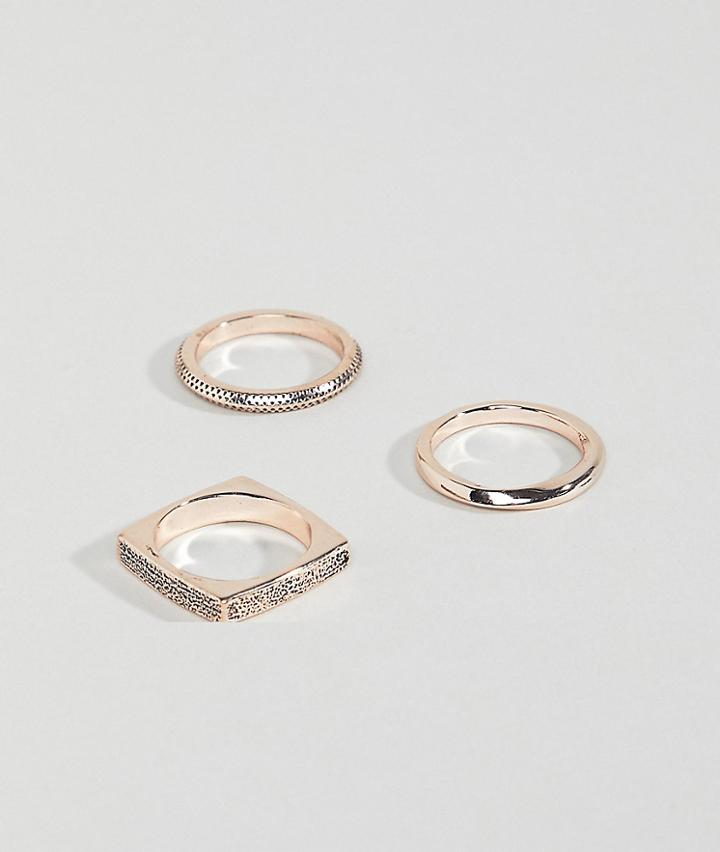 Icon Brand Silver Stacking Rings In 3 Pack - Silver