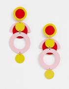 Asos Design Earrings In Matte Color Geo Shapes - Multi