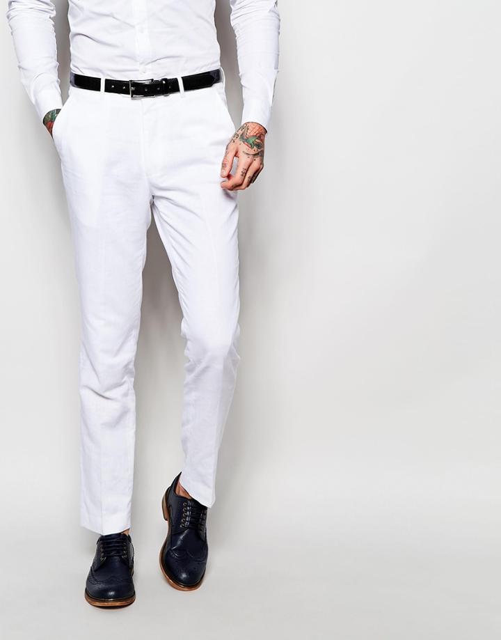 Feraud Premium 55% Linen Suit Pants - White