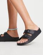Hollister Rubber Buckled Sandals In Black