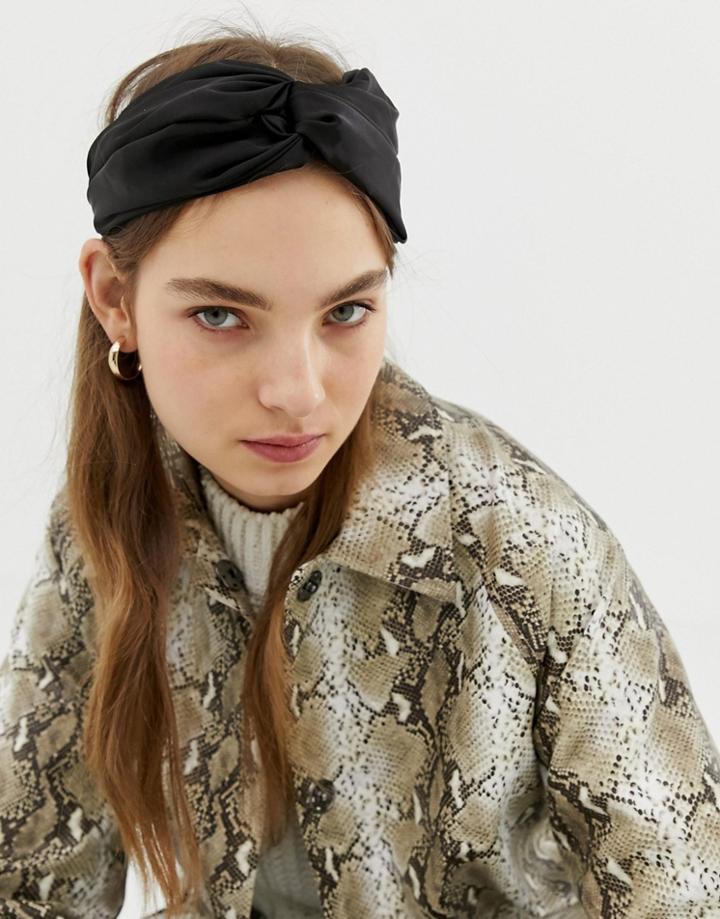Asos Design Headband In Wide Twist Profile In Black - Black