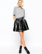 Selected Scarlet Shiny Skirt - Black