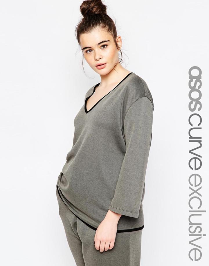 Asos Curve V-neck Lounge Top - Gray