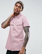 Asos Regular Fit Twill Shirt In Pink - Purple
