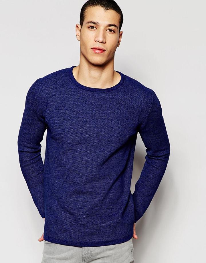 Selected Homme Crew Neck Knitted Sweater - Dark Sapphire