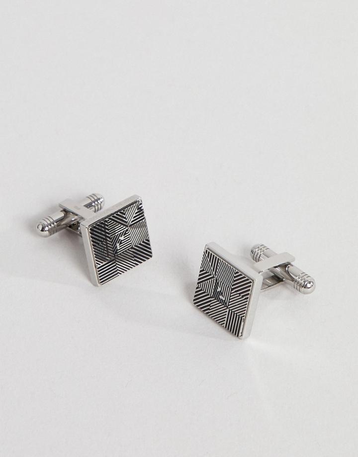 Emporio Armani Logo Cufflinks In Silver - Silver