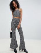 Unique 21 Print High Waist Jersey Flare Pants - Multi
