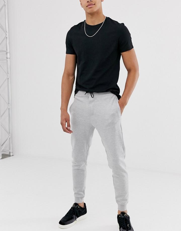 Bershka Slim Fit Cuffed Jogger In Gray