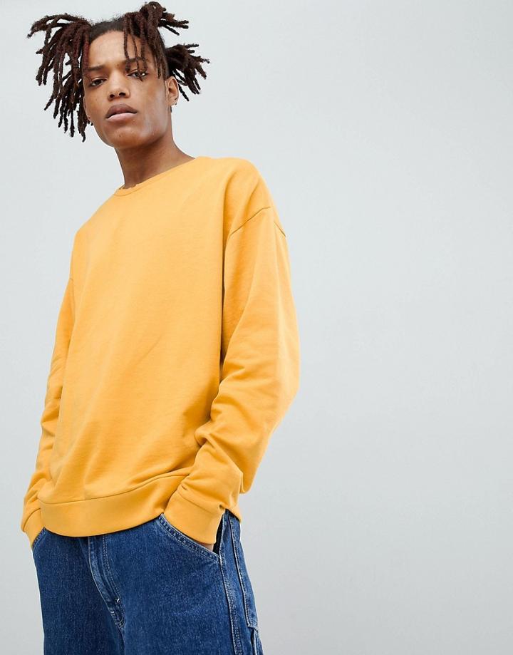 Asos Design Oversized Sweatshirt With Double Neck In Yellow