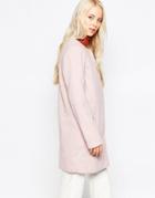 Selected Collarless Coat - Peach Blush Melange