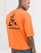 Asos Design Oversized T-shirt With Large Floral Back Print-orange