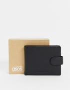 Asos Design Leather Wallet With Contrast Navy Internal-black