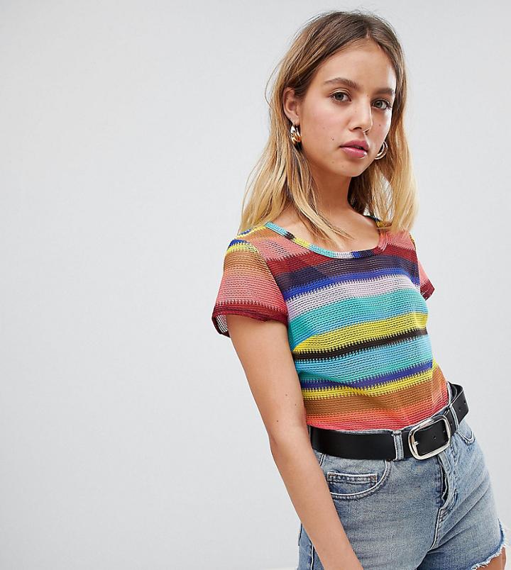 Wild Honey Short Sleeved Body In Rainbow Stripe - Multi
