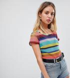 Wild Honey Short Sleeved Body In Rainbow Stripe - Multi