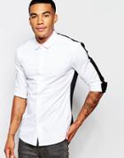 Asos Skinny Shirt With Contrast Back Panel In Long Sleeve