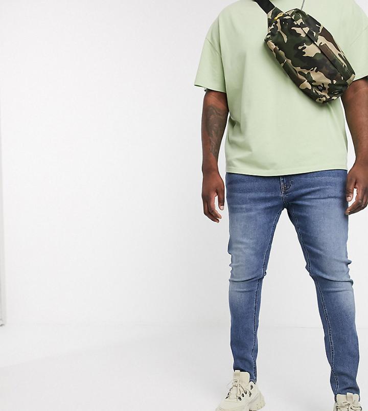 Collusion Plus Skinny Jean In Mid Blue-blues