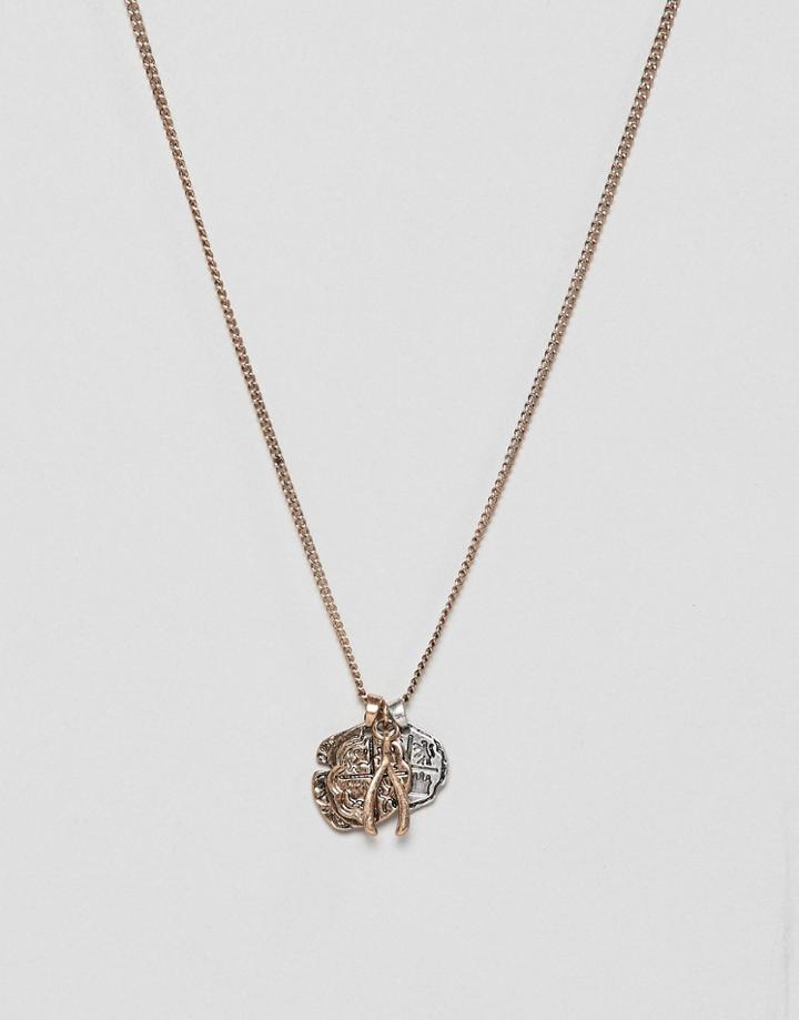 Bershka Multi Pendant Necklace In Gold - Black