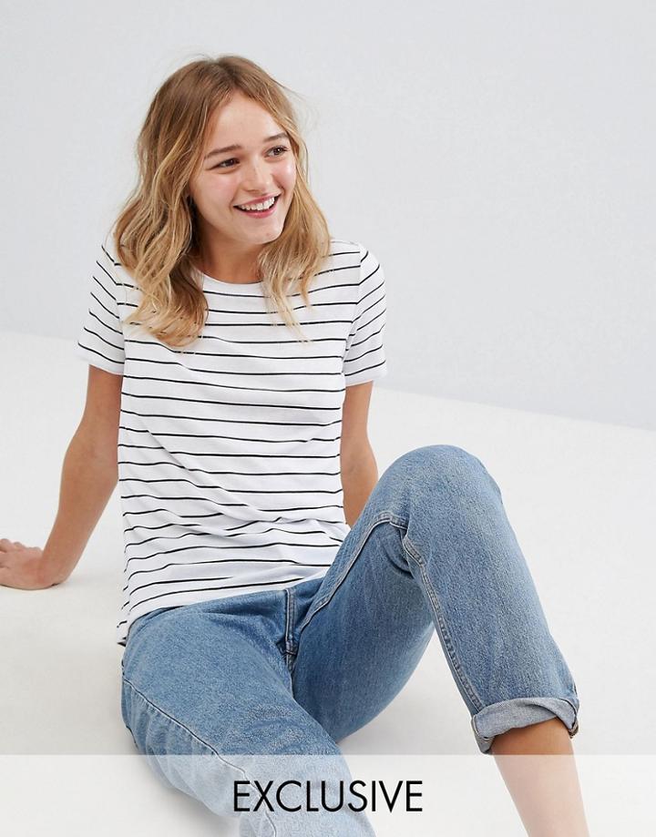 Monki Stripe Crew Neck Top - Blue