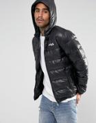 Fila Black Padded Jacket With Hood - Black