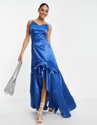 Vl The Label Frill Maxi Dress In Blue