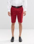Asos Skinny Mid Length Smart Shorts In Red - Red