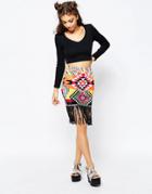 Jaded London Fringe Skirt - Multi