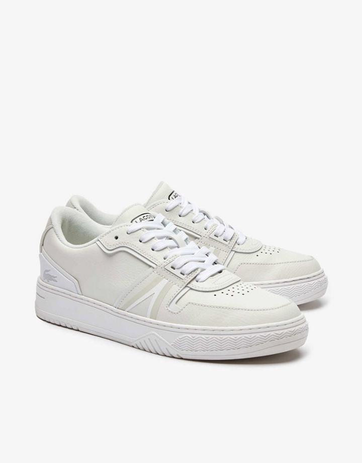 Lacoste L001 Lace Up Sneakers In Triple White Leather