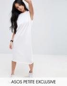 Asos Petite Sleeveless Midi T-shirt Dress With V Back - White