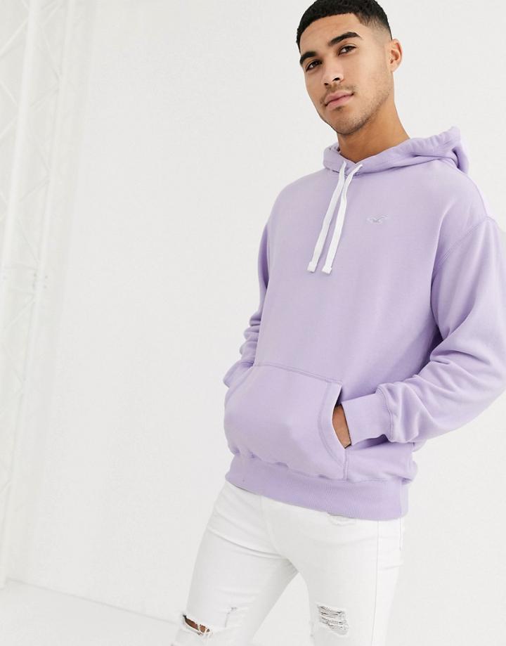 Hollister Icon Logo Hoodie In Purple