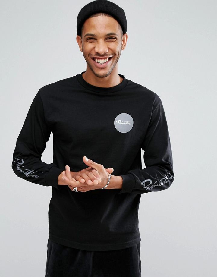 Primitive Skateboarding Long Sleeve T-shirt With Large Dot Logo - Black
